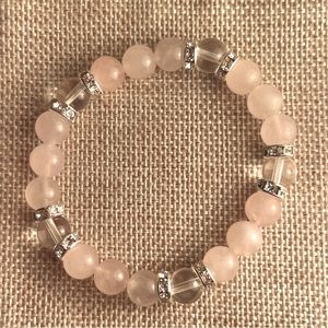 💗Rose Quartz & Clear Rock Crystal Natural Stone Bracelet